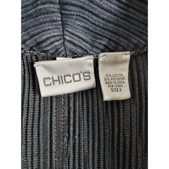 Chico's Womens Textured Gray Blaze Jacket Size 2 Notch Collar Pockets - Picture 3 of 7